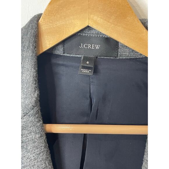 J.Crew Blazer Women 6 Navy Blue Gray Wool Blend Color Block Dark Academia Office - Picture 3 of 8